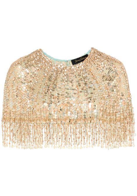 Gold Dazzle Dream sequin shrug top Jenny packham - women